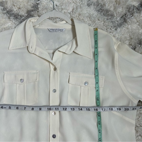 Amaranto Ivory Button Down Long Sleeve Women’s Blouse - Picture 14 of 15